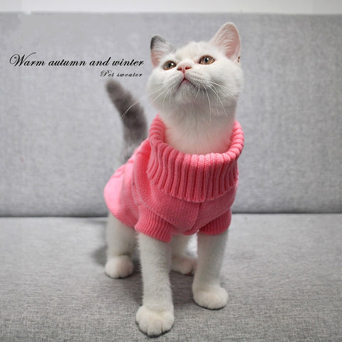 Winter Solid Pet Clothing Sweater Coat Fit Slim Cat Costume Puppy Dog Jacket Chichuachua Pet Outfit Pullover Knitted Size XS-XXL