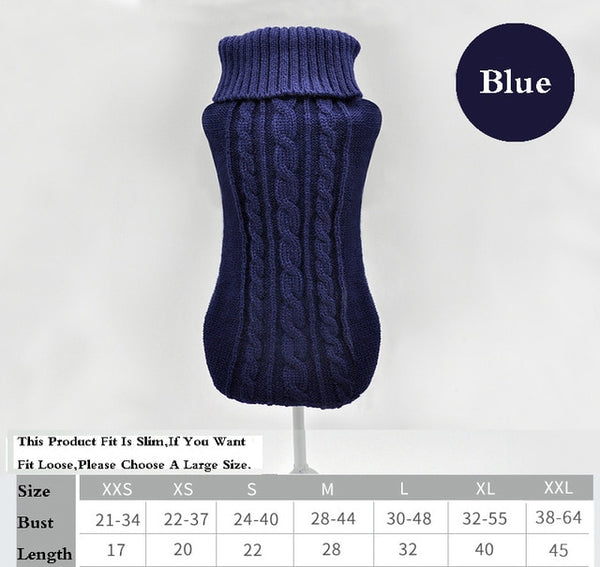 Winter Solid Pet Clothing Sweater Coat Fit Slim Cat Costume Puppy Dog Jacket Chichuachua Pet Outfit Pullover Knitted Size XS-XXL