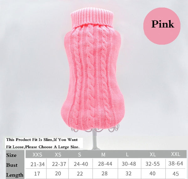 Winter Solid Pet Clothing Sweater Coat Fit Slim Cat Costume Puppy Dog Jacket Chichuachua Pet Outfit Pullover Knitted Size XS-XXL