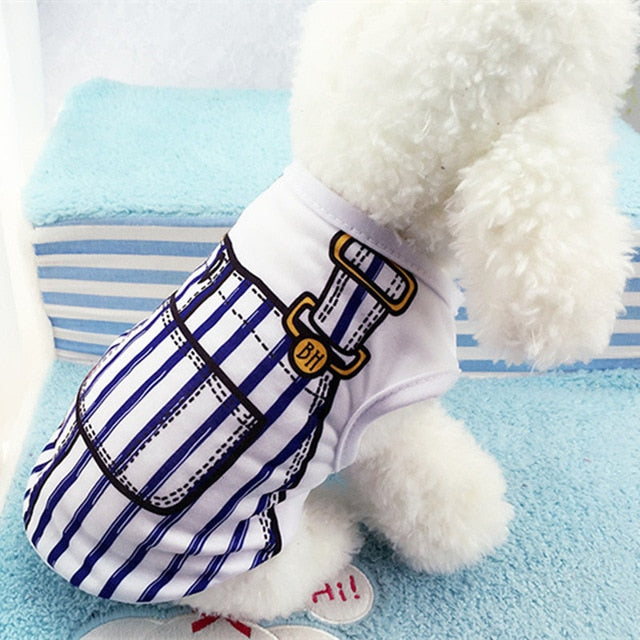 Pet Dog Clothes For Spring/Summer Small Dogs Coat Jacket False Strap Vest Print Cotton Puppy Chihuahua Costume Clothing Apparel