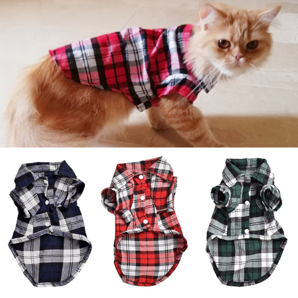 Classic Plaid Pet Cat Clothes Summer Pet Fashion T Spring Dog Kitty Outfits Vest Cats Kitten Clothing for Puppy Shirts Cat shirt