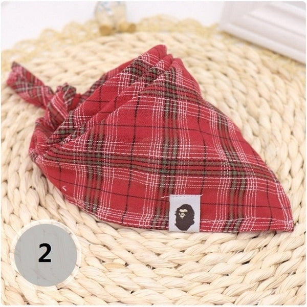 Dog Bandanas Large Pet Scarf Pet Bandana For Dog Cotton Plaid WashableBow ties Collar Cat Dog Scarf Large Dog Accessories