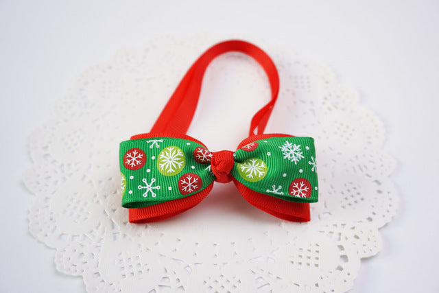 1 Pieces Cute Christmas Pet Supplies Handmade Ribbon Dog Bow Ties 8 Colors Cat Neck Tie Dog Accessories