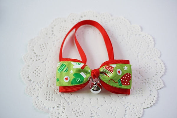 1 Pieces Cute Christmas Pet Supplies Handmade Ribbon Dog Bow Ties 8 Colors Cat Neck Tie Dog Accessories