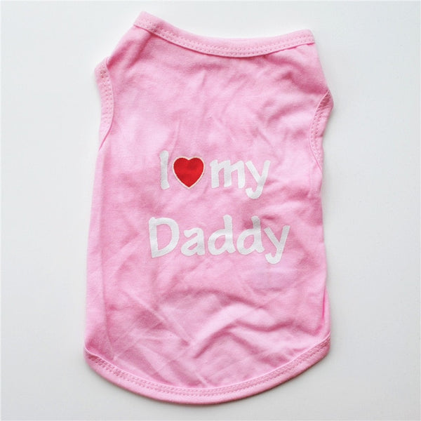 Classic Love Mommy & Love Daddy Print Dog Vest Unisex Puppy Cat T Shirt Sleeveless Clothing Cute Dogs Clothes For Small Doggy