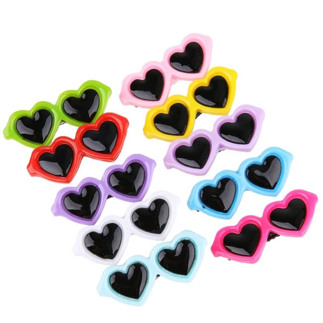 New Pet Lovely Heart Sunglasses Hairpins Pet Dog Bows Hair Clips for Puppy Dogs Cat Yorkie Teddy Pet Hair Decor Pet Supplies 1pc